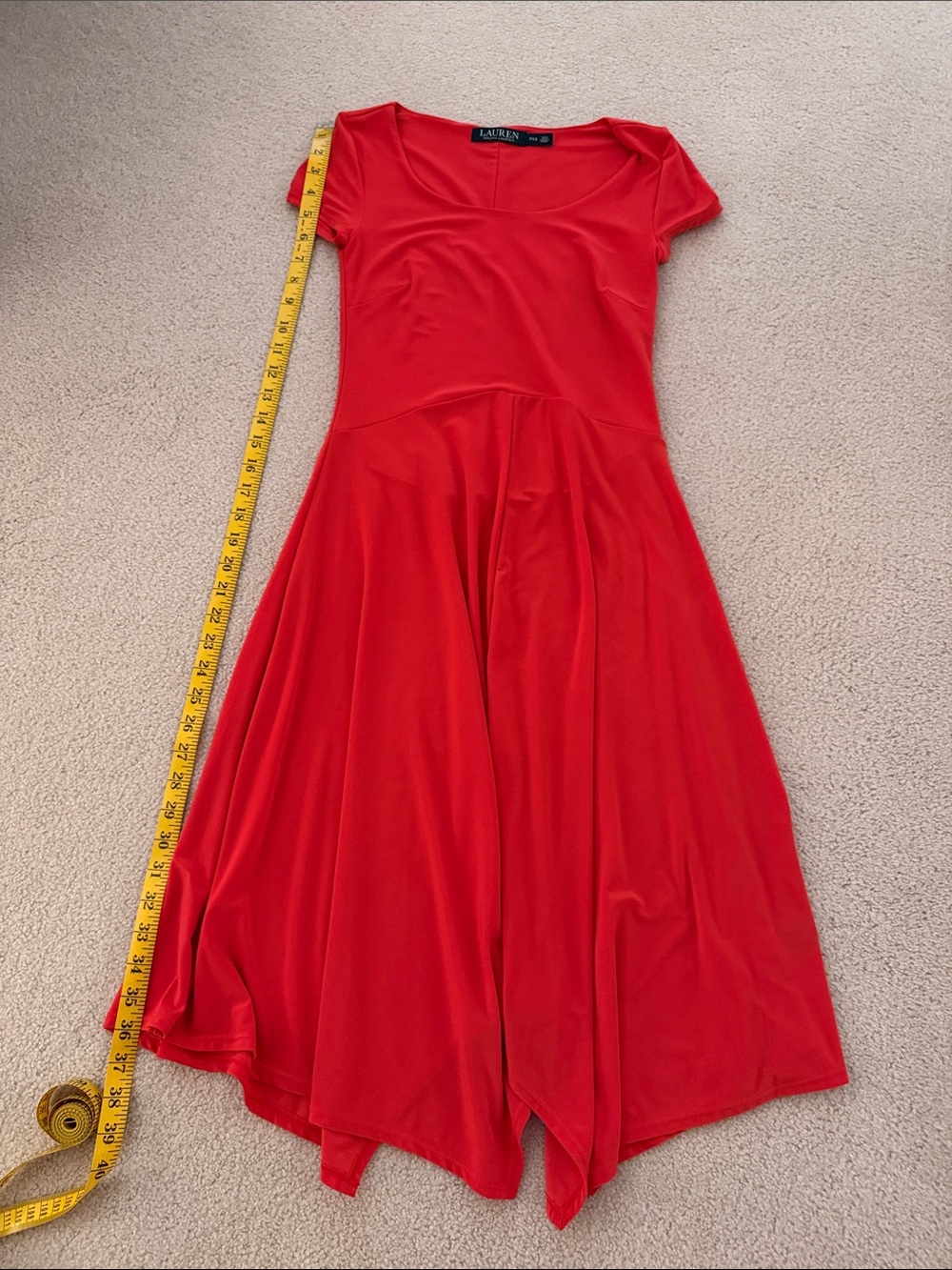 Lauren Ralph Lauren Red Scoop-Neck Fit & Flare Midi Dress